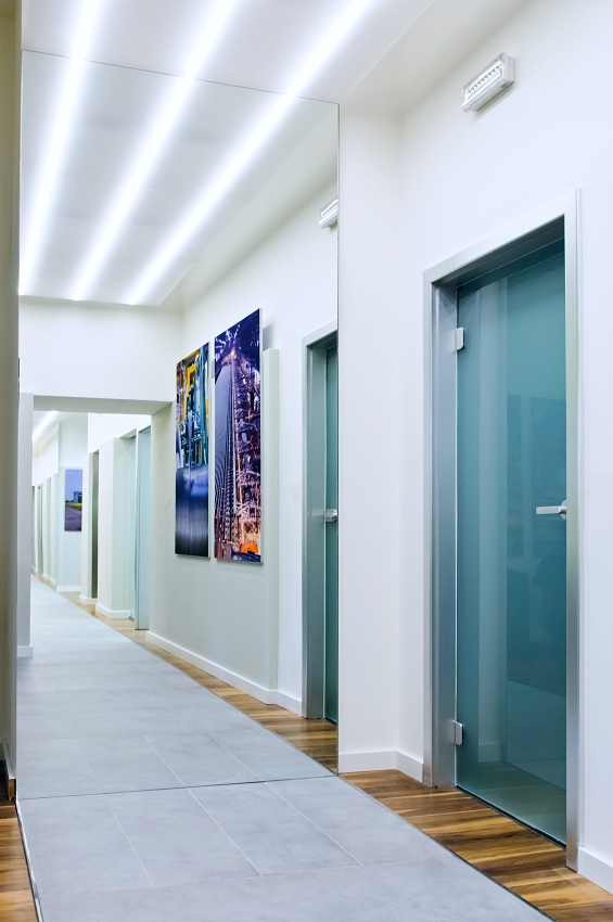 corridor of the modern voestalpine office in Prague