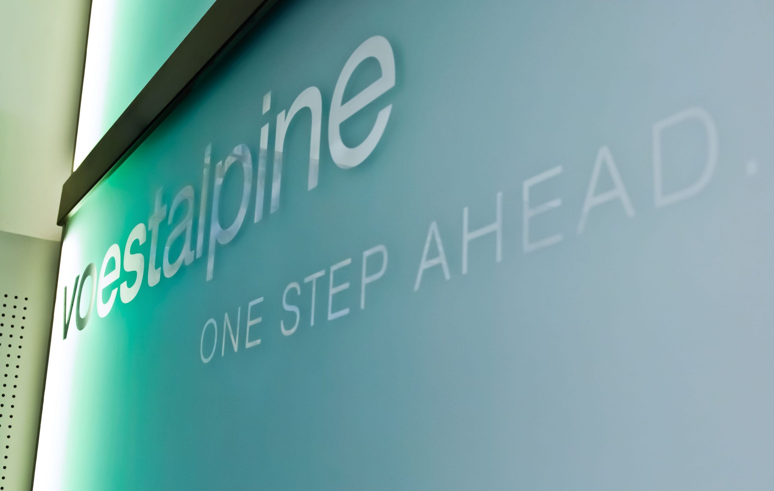 voestalpine logo in new office space in Prague